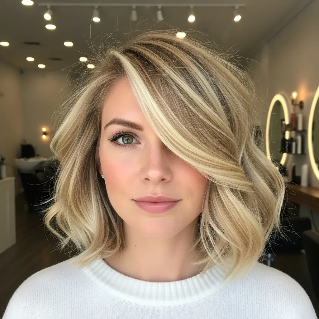 #5 Blonde Bob with a Deep Side Part