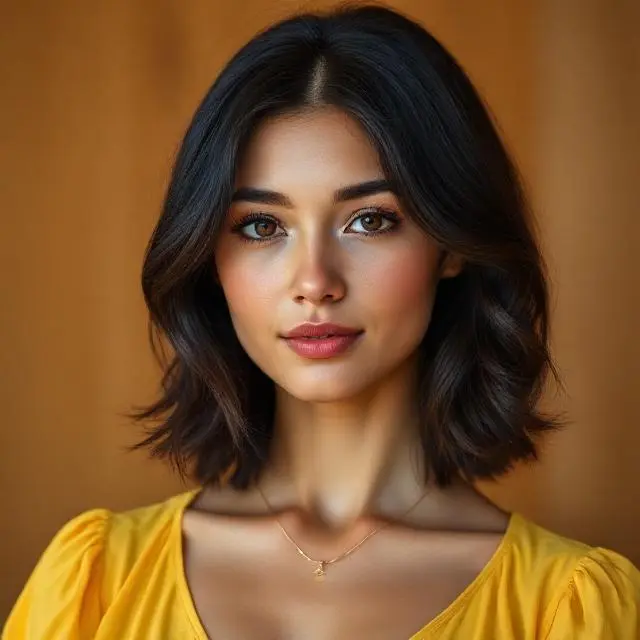 #5 Lustrous Black Cascade with Face Framing