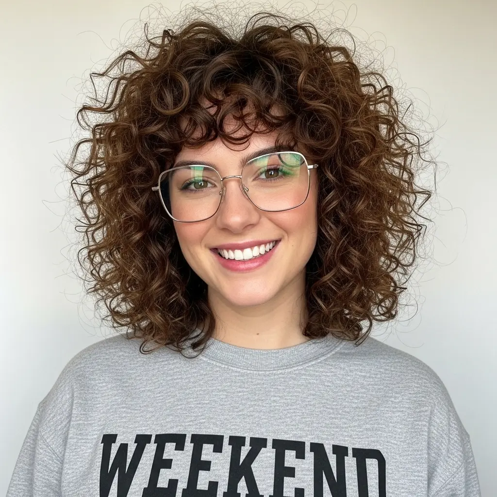 #5 Shagged Curly Bob with Curly Bangs