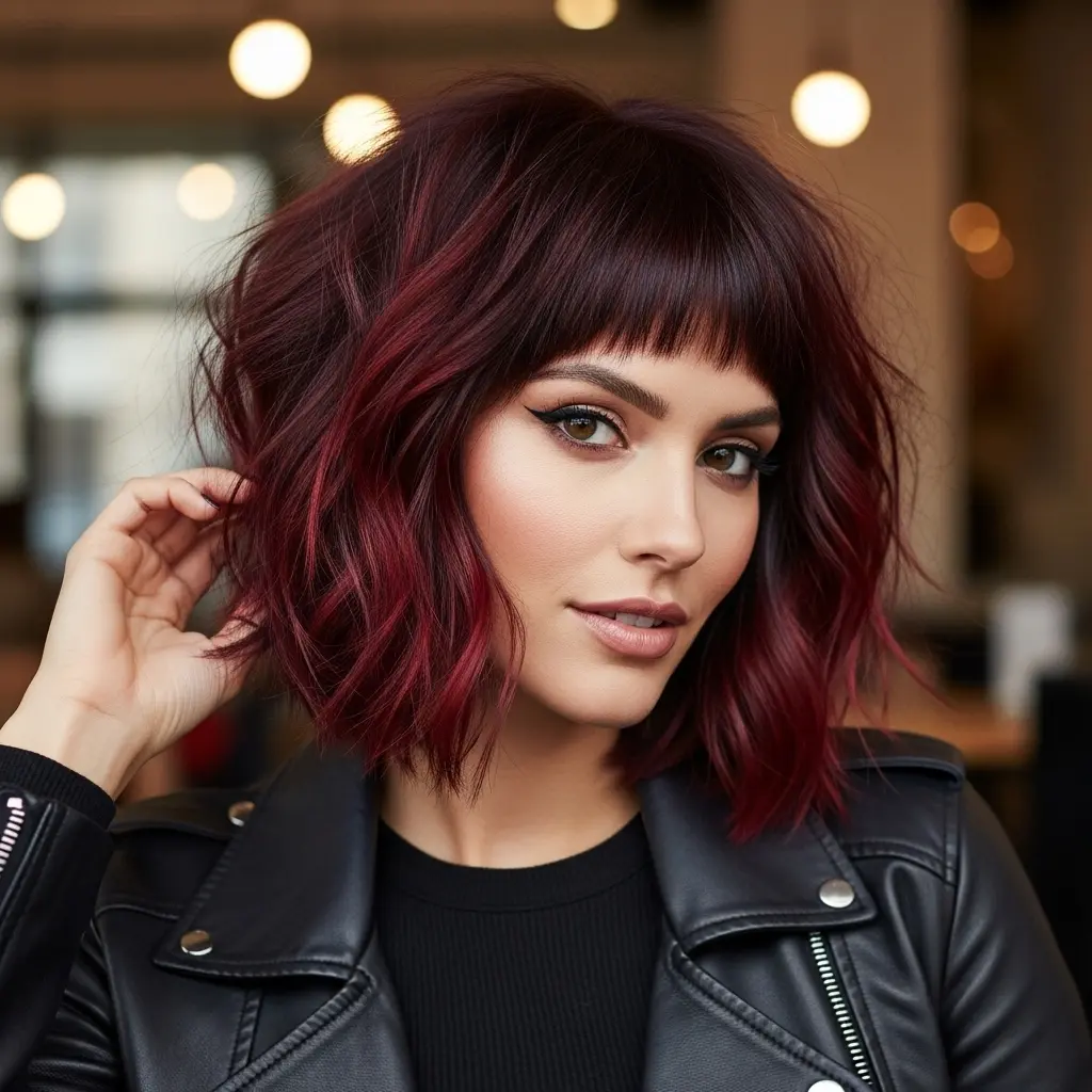 #6 Textured Shaggy Bob with Baby Bangs