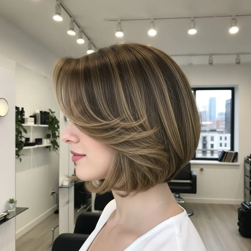 #7 Airy Feathered Style on a Bob Cut