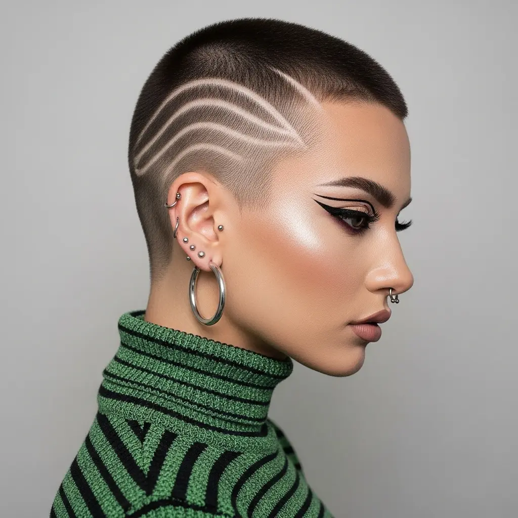 #7 Chic Textured Buzz Cut with Bold Design