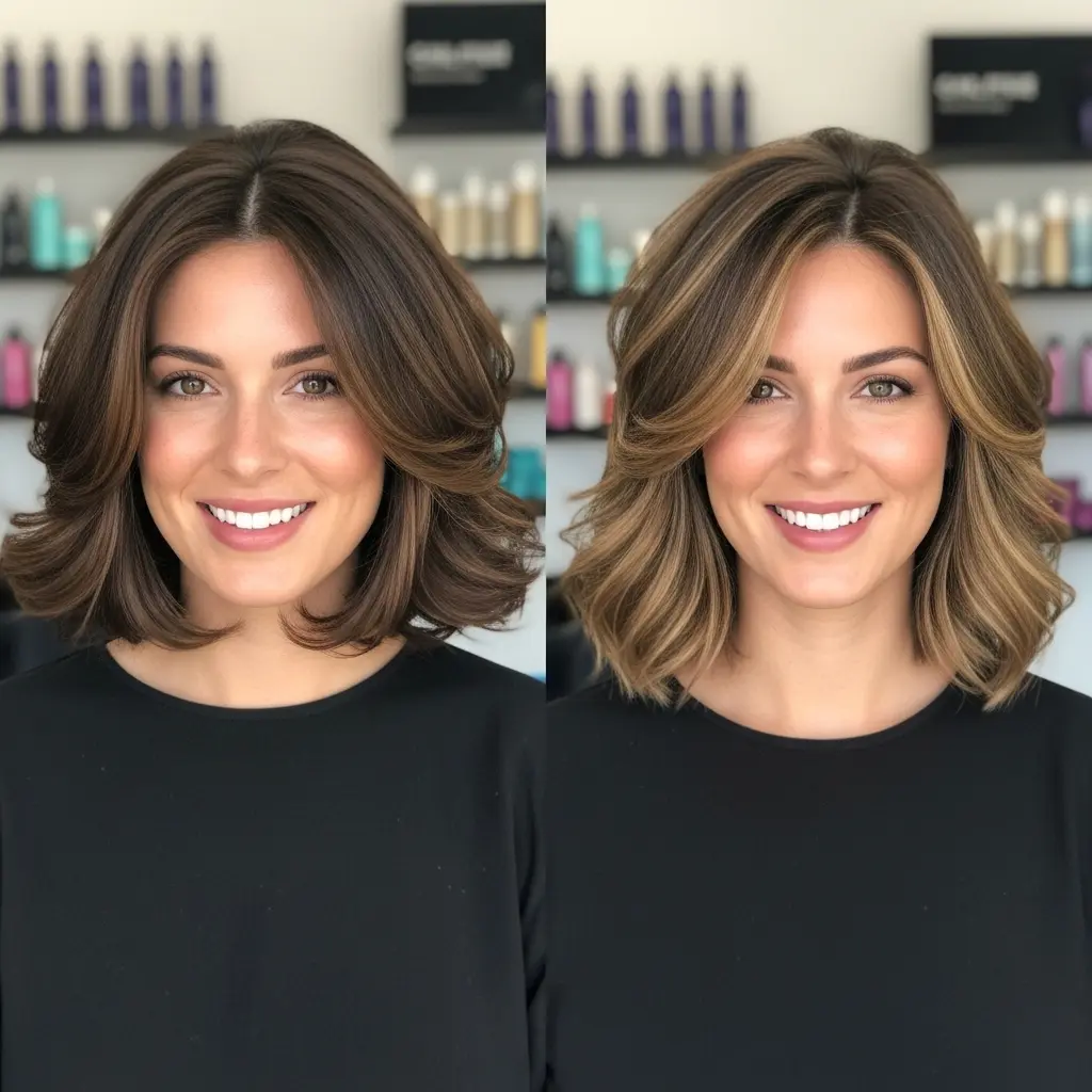 #8 Feathered Layered Bob for Thicker Hair