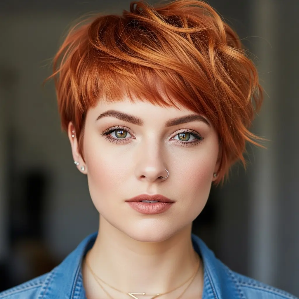 #8 Copper Short Pixie with Bangs