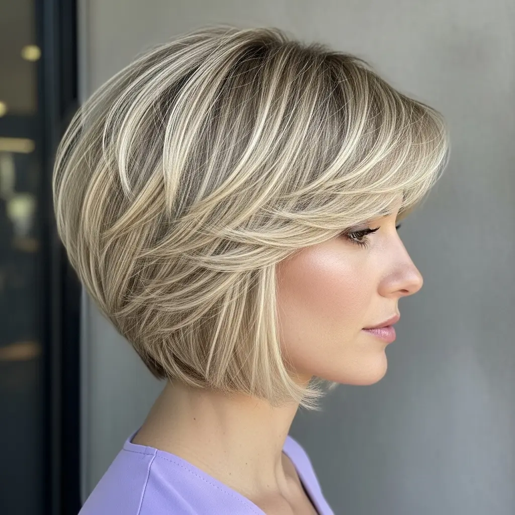 #9 Short Multi-Layered Bob with Side Bangs