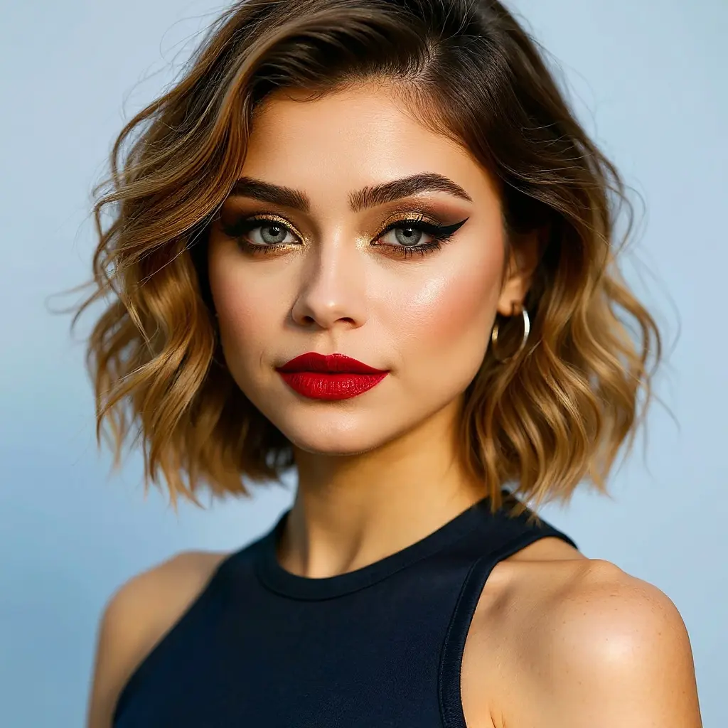 #9 Balayage Waves for Round Faces