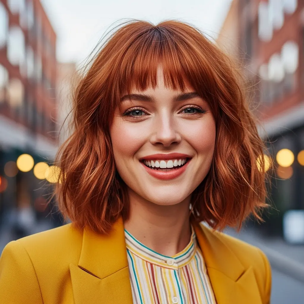#9 Tousled Copper Shag Bob with Micro Bangs