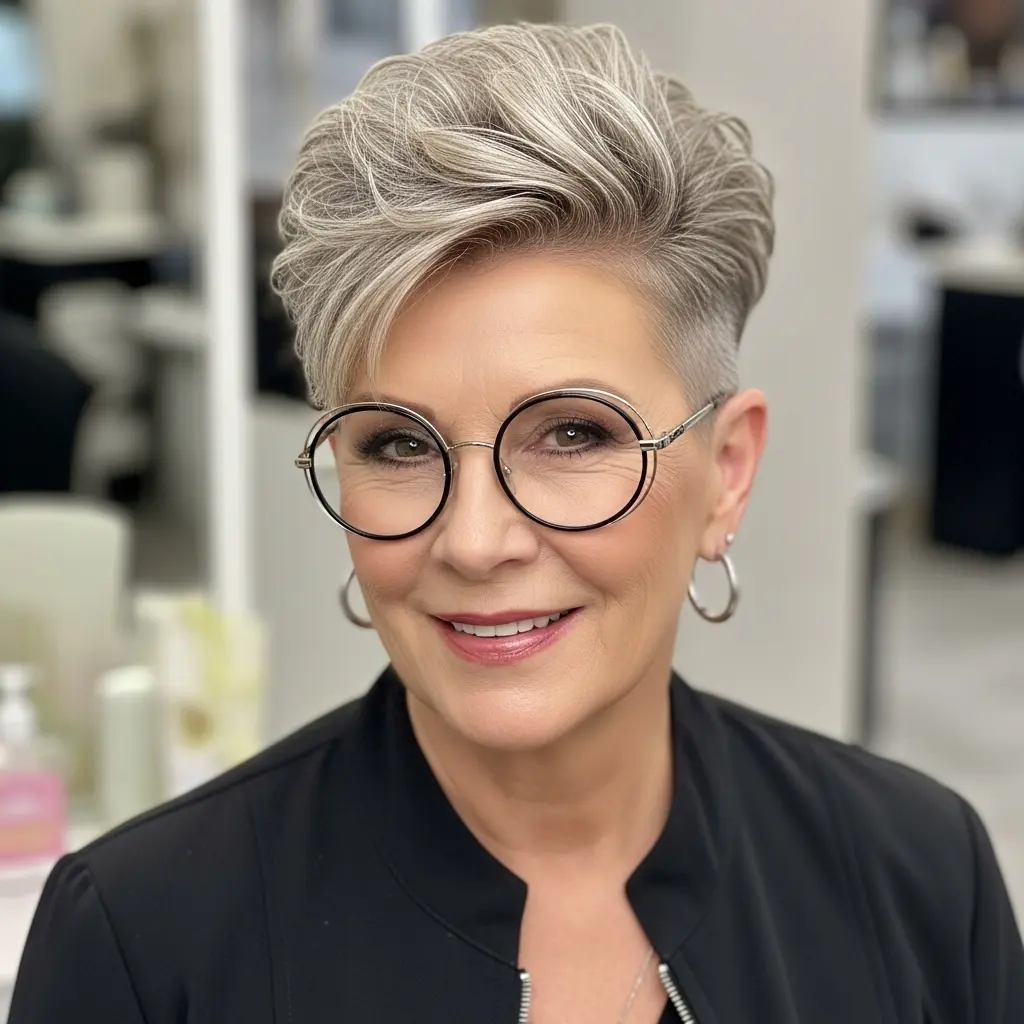 #10 Short Pixie Cut for Older Women with Glasses