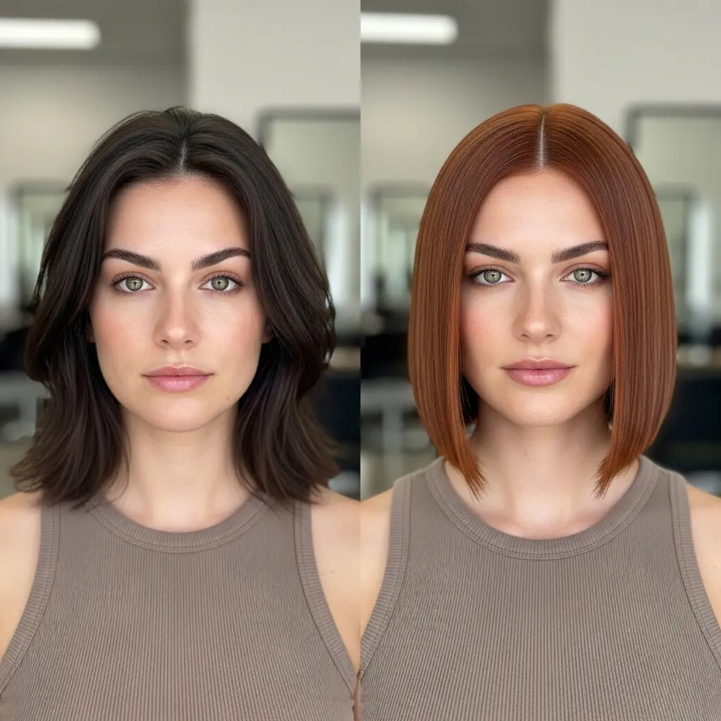 #10 Blunt Cut Copper Bob Hairstyle