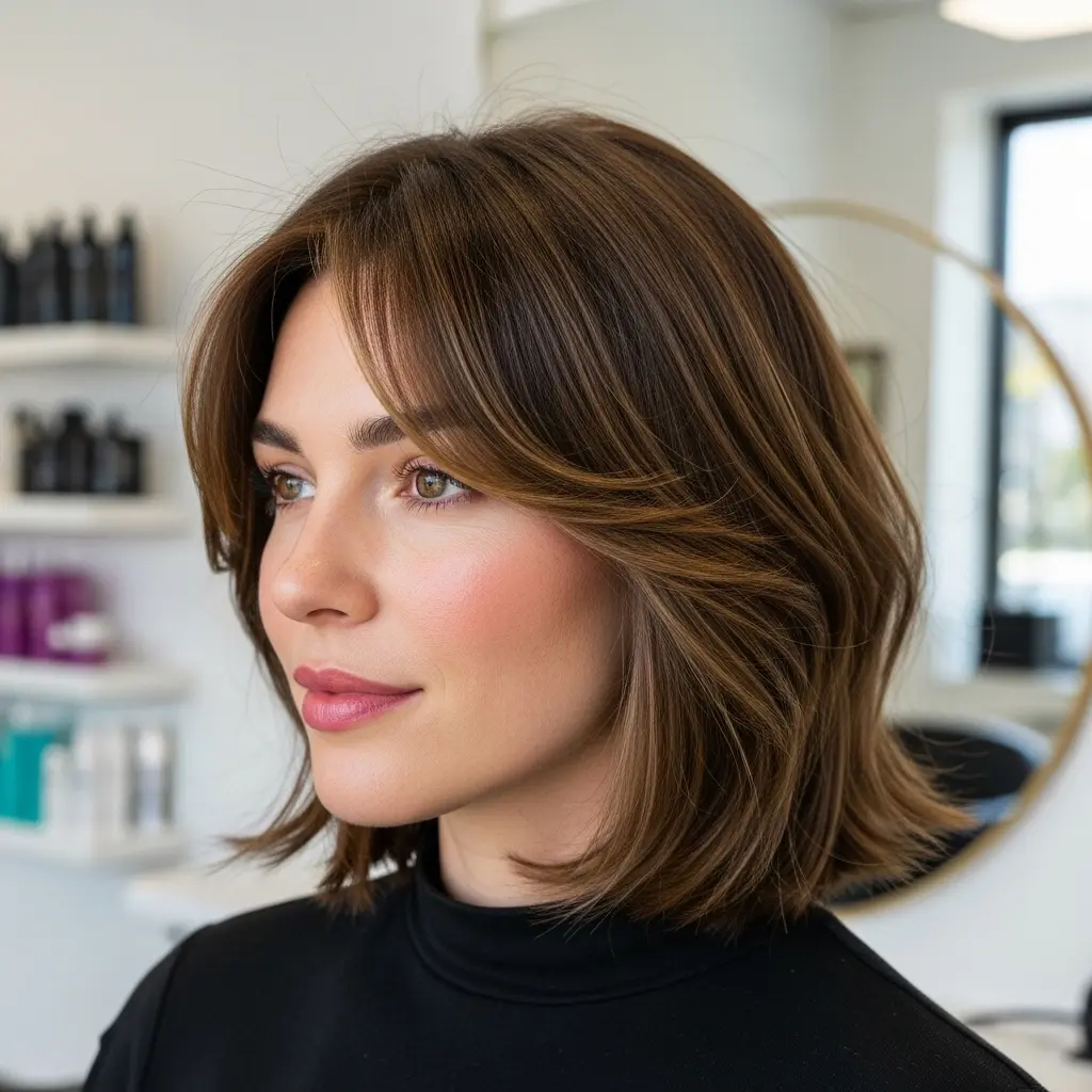 #11 Layered Bob with Face-Framing Bangs