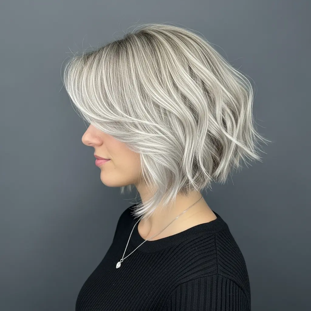 #11 Short A-Line Wavy Hair with Side Bangs