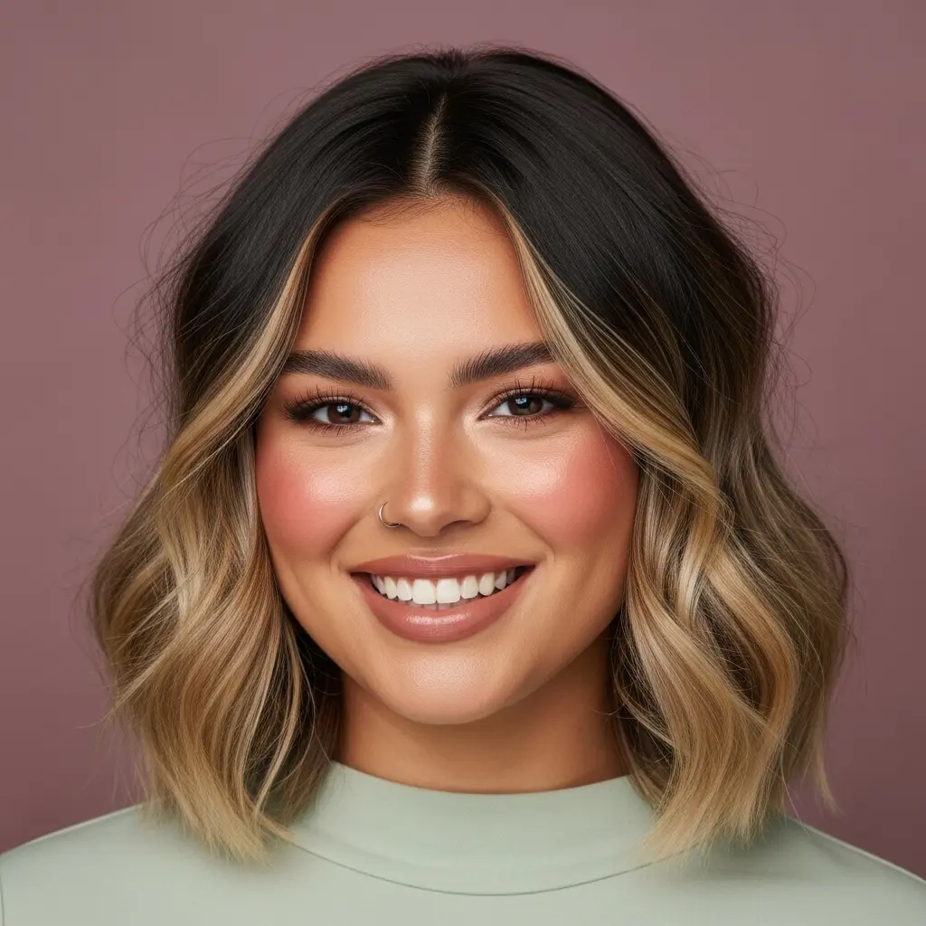 #13 Dark-Rooted Blonde Wavy Lob