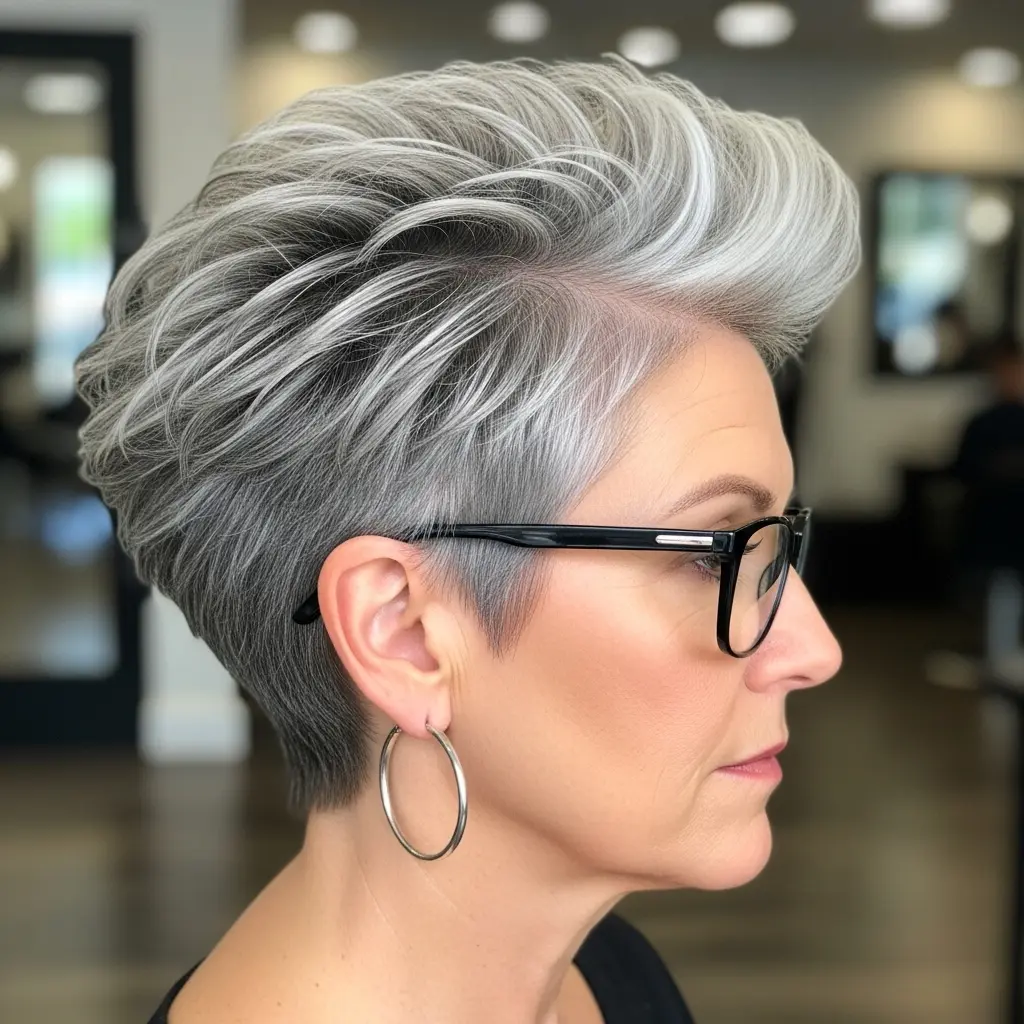 #13 Grey Spiky Pixie for Women Over 60