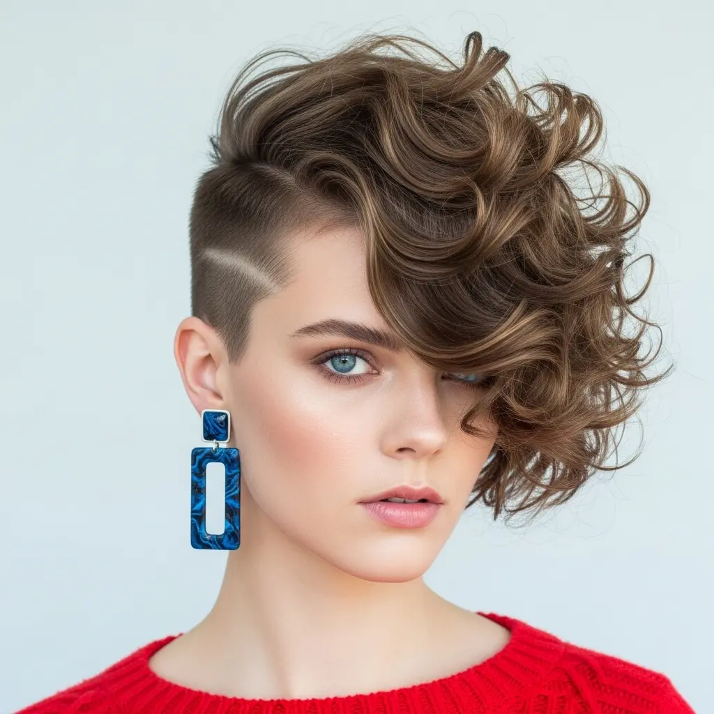 #14 Short Asymmetrical Side-Swept Curls