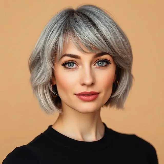 #14 Feathered Bob and Bangs for Women Over 40