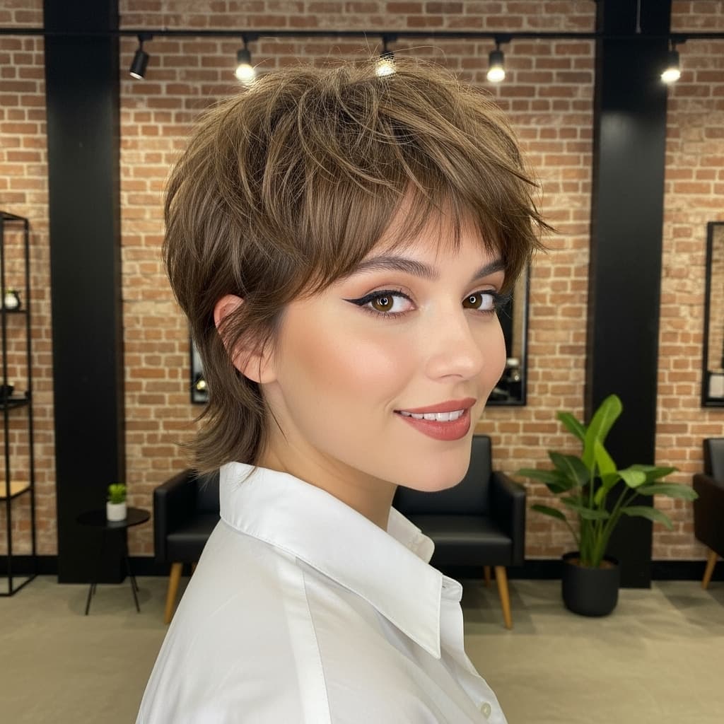 #14 Pixie Mullet for Brown Choppy Hair