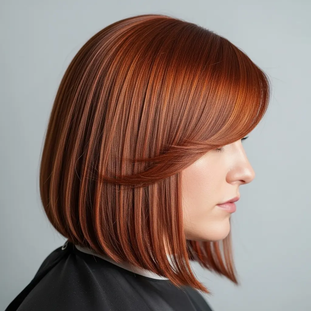 #15 Copper Red Bob with Side Fringe