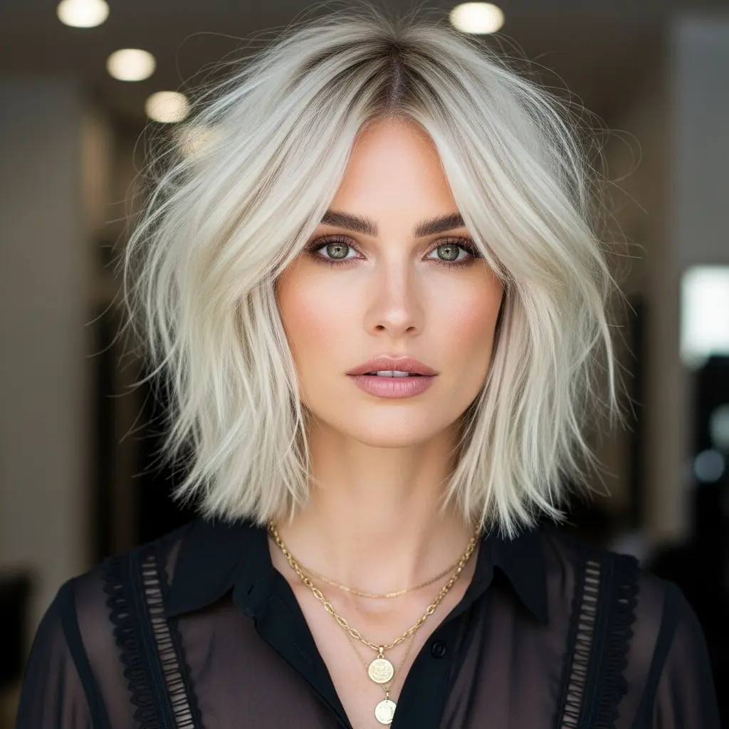 #15 Blonde Bullet Bob with Choppy Layers