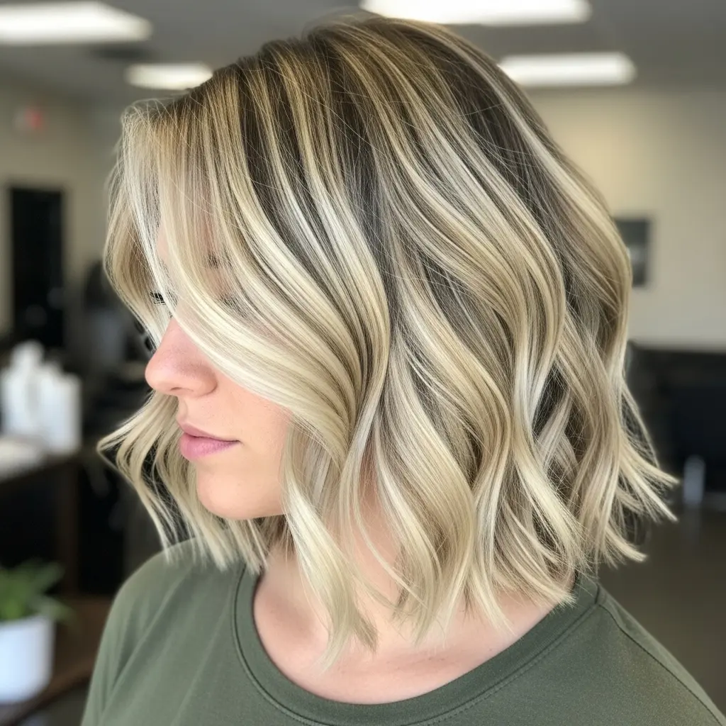 #16 Chunky Blonde Highlights on Shorter Hair