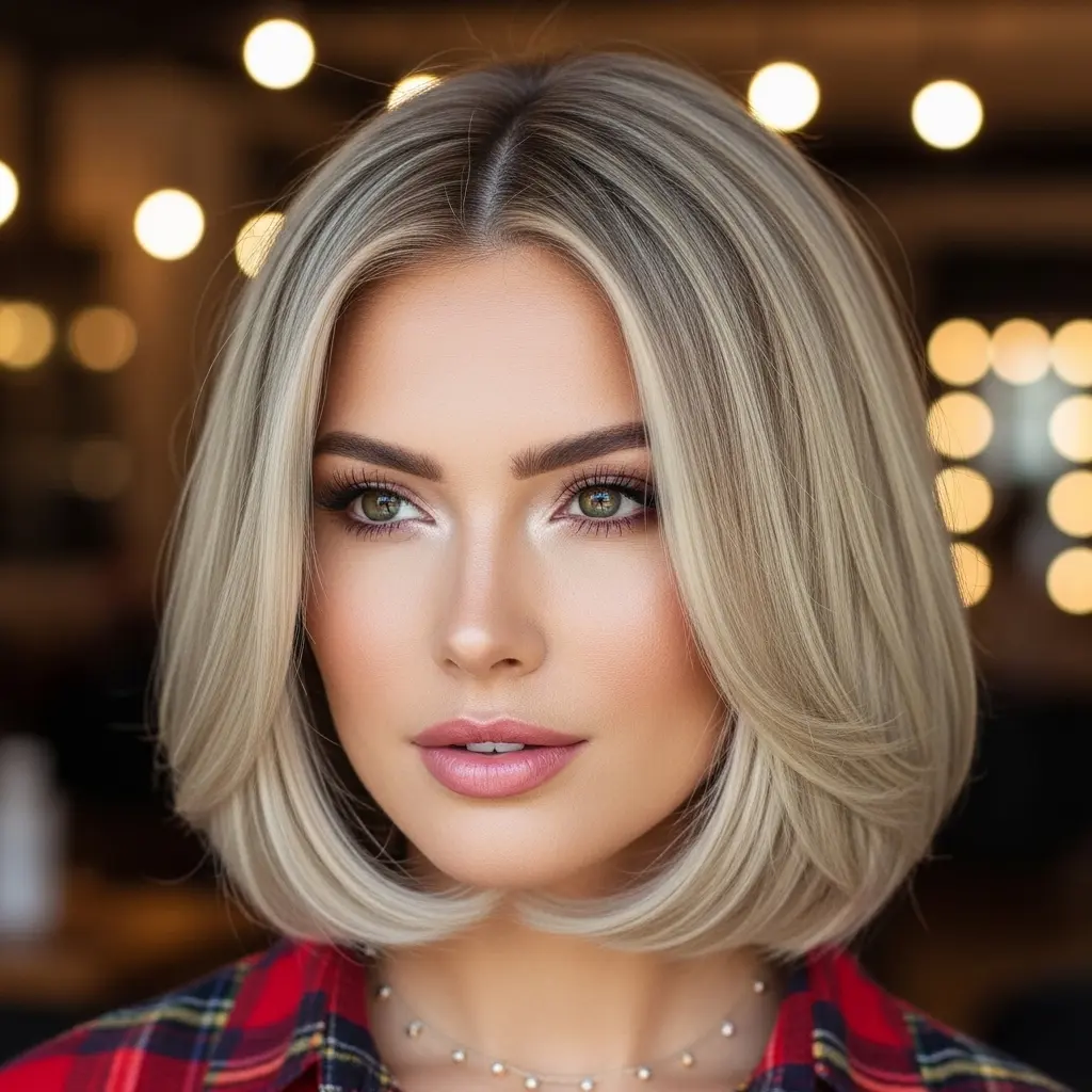 #16 Center-Parted Soft Blonde Bob