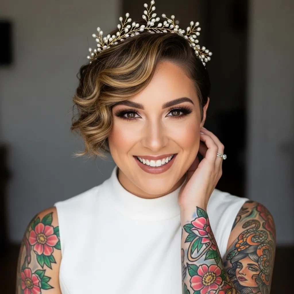 #16 Neck-Length Light Brown Hair with a Side Part