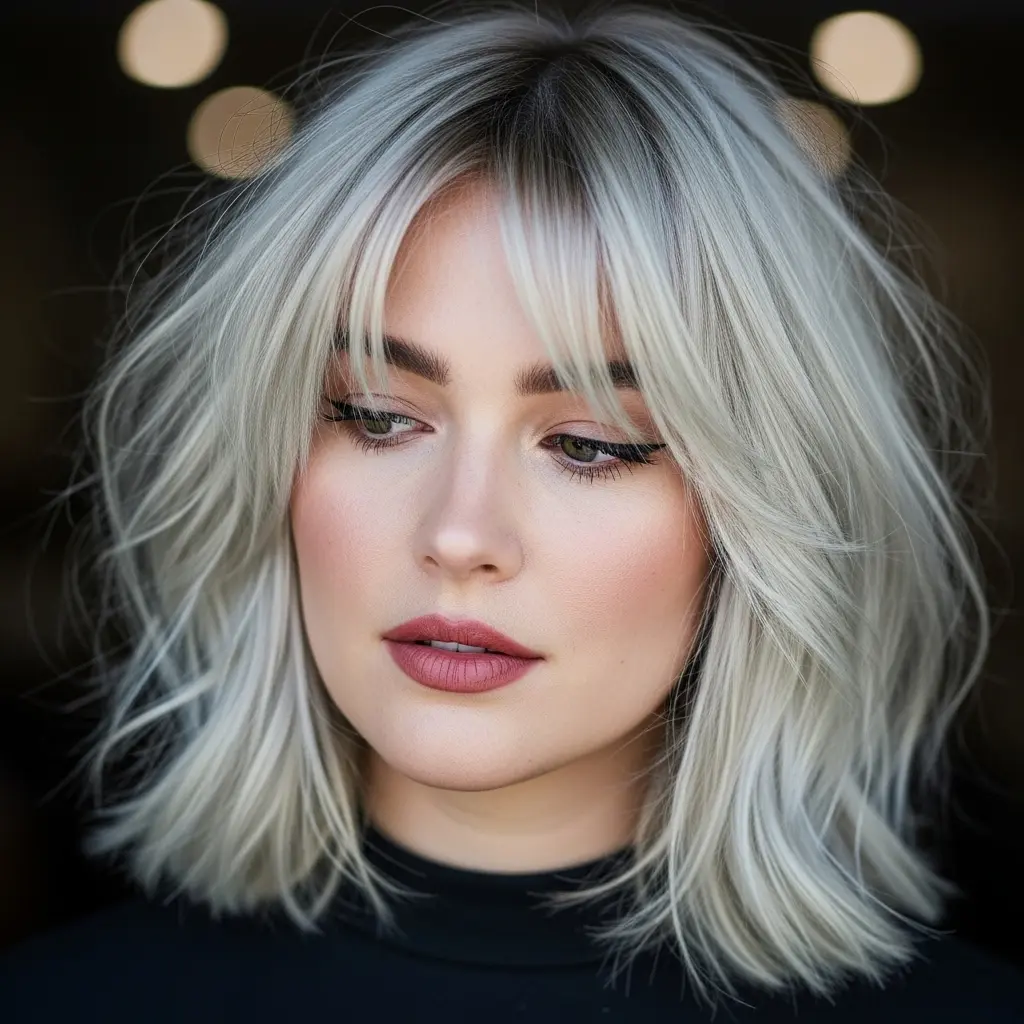 #17 Tousled Lob with Curtain Bangs