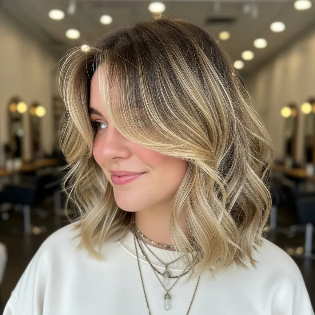 #19 Blonde Bob Balayage with Face-Framing Layers