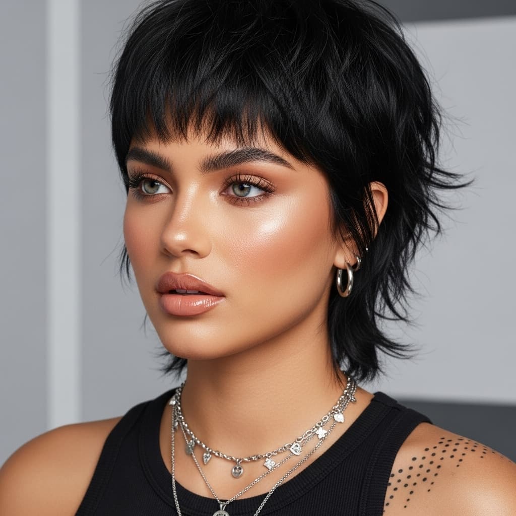 #19 Jet Black Pixie Mullet