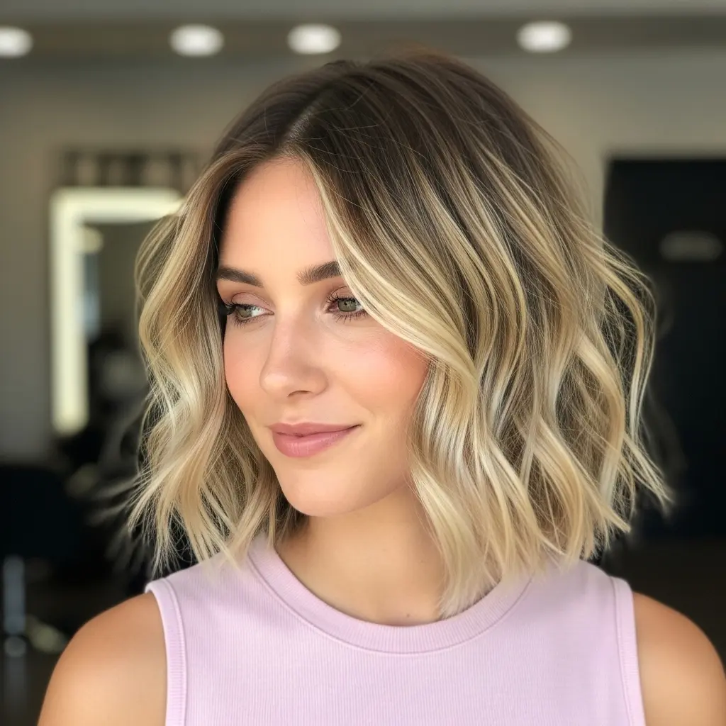 #2 Tousled Short Bob with Dark Roots