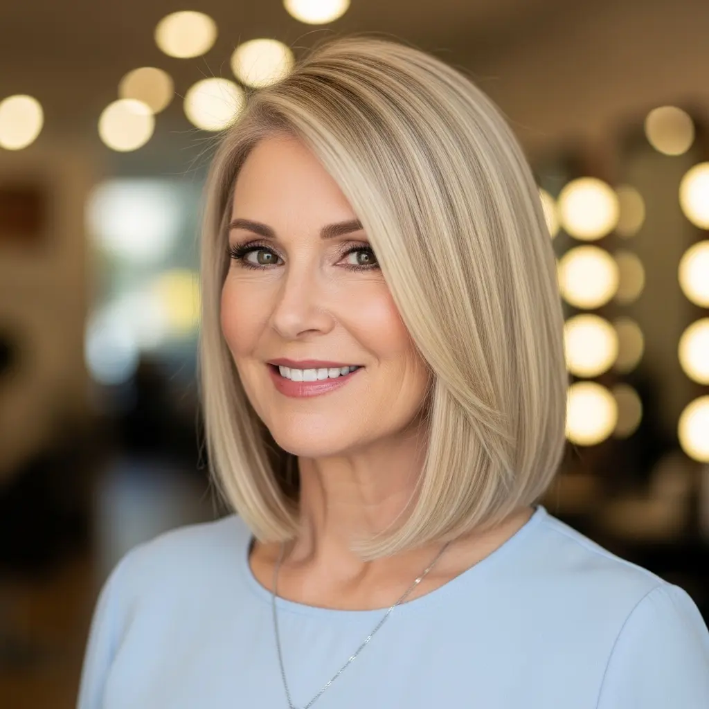#20 Shoulder-Length Longer Bob for Older Women