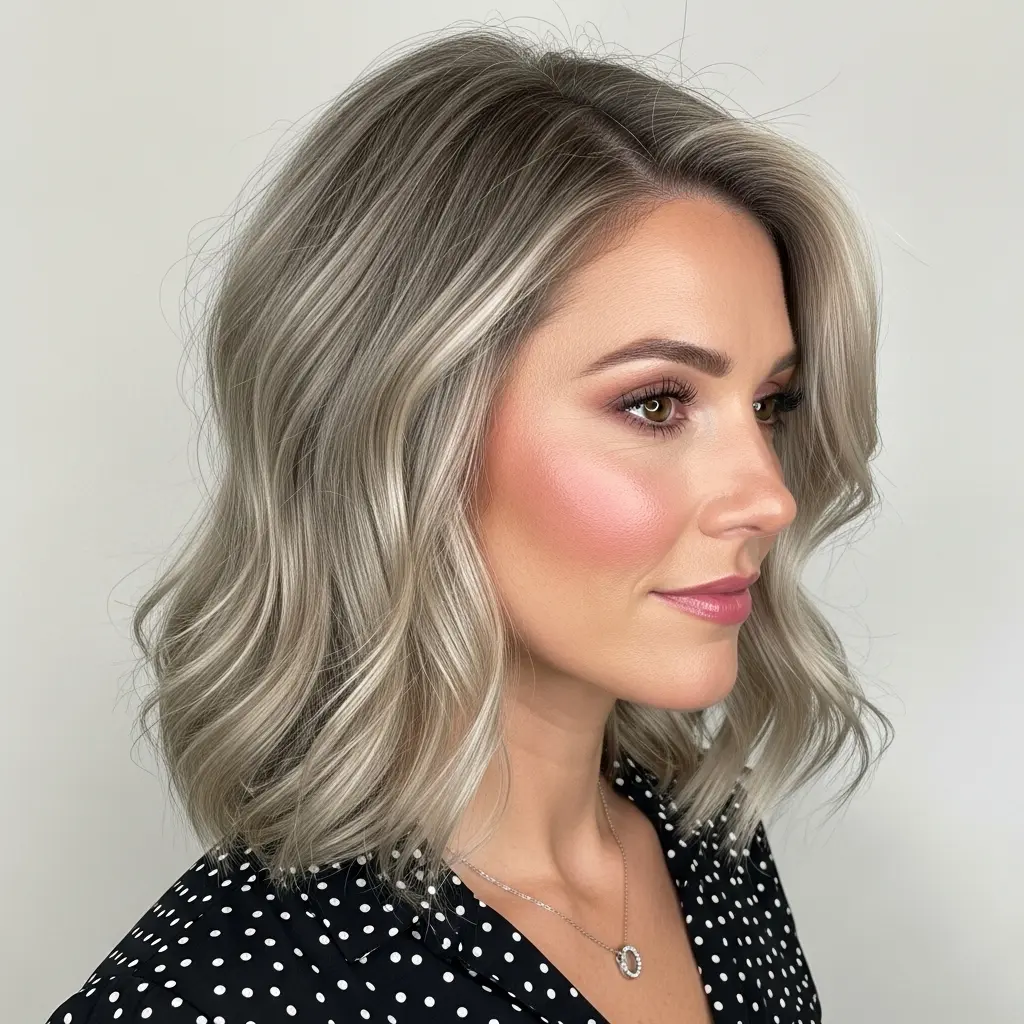 #21 Blunt Cut Lob with Beach Waves