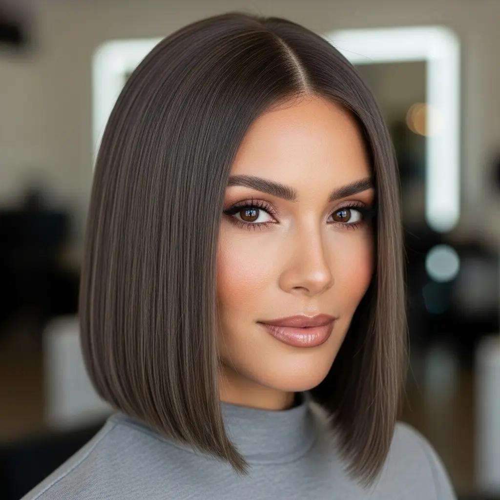 #23 Long Blunt Bob for Straight Hair