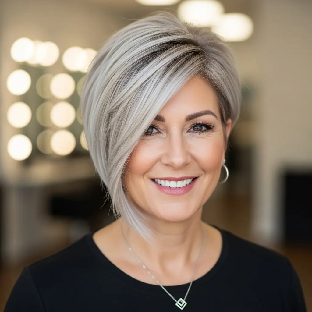 #3 Asymmetric Long Pixie with Ash Blonde Balayage