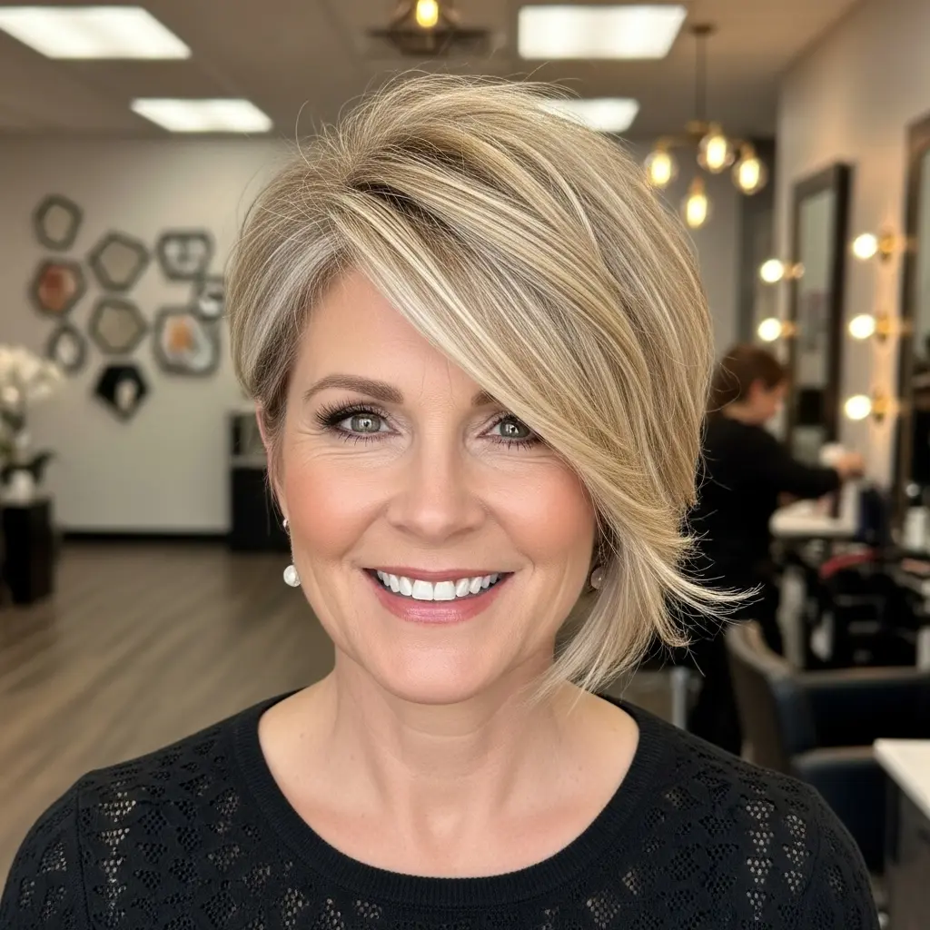 #4 Sassy Dimensional Blonde Asymmetric Cut