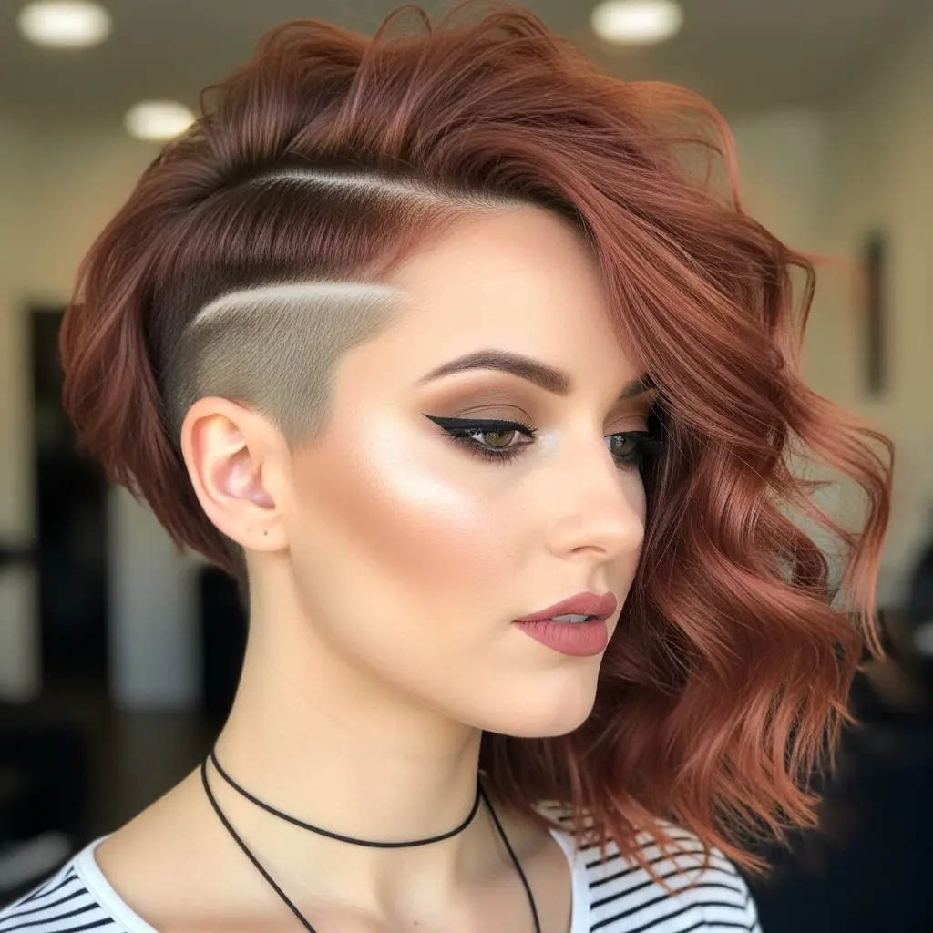 #5 Edgy Neck-Length Bob with Shaved Side