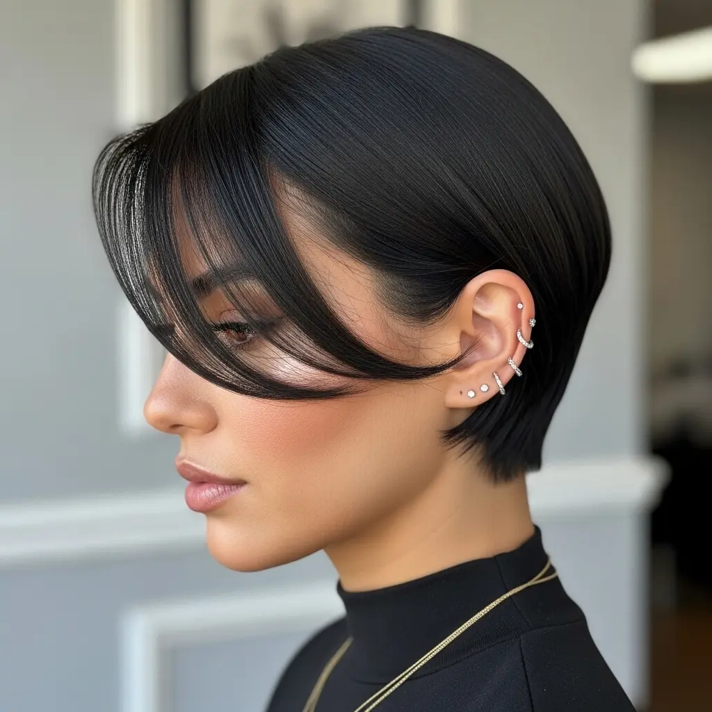 #5 Short Bob Cut for Very Dark Hair