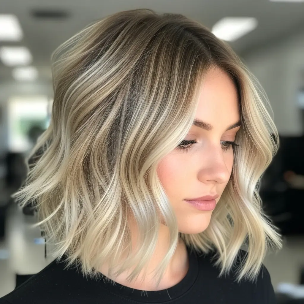#6 Radiant Blonde Mix on Wavy Short Hair