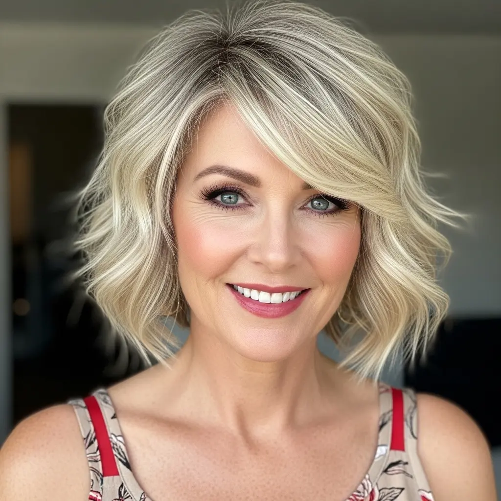 #6 Asymmetrical Angled Bob with Blonde Choppy Ends