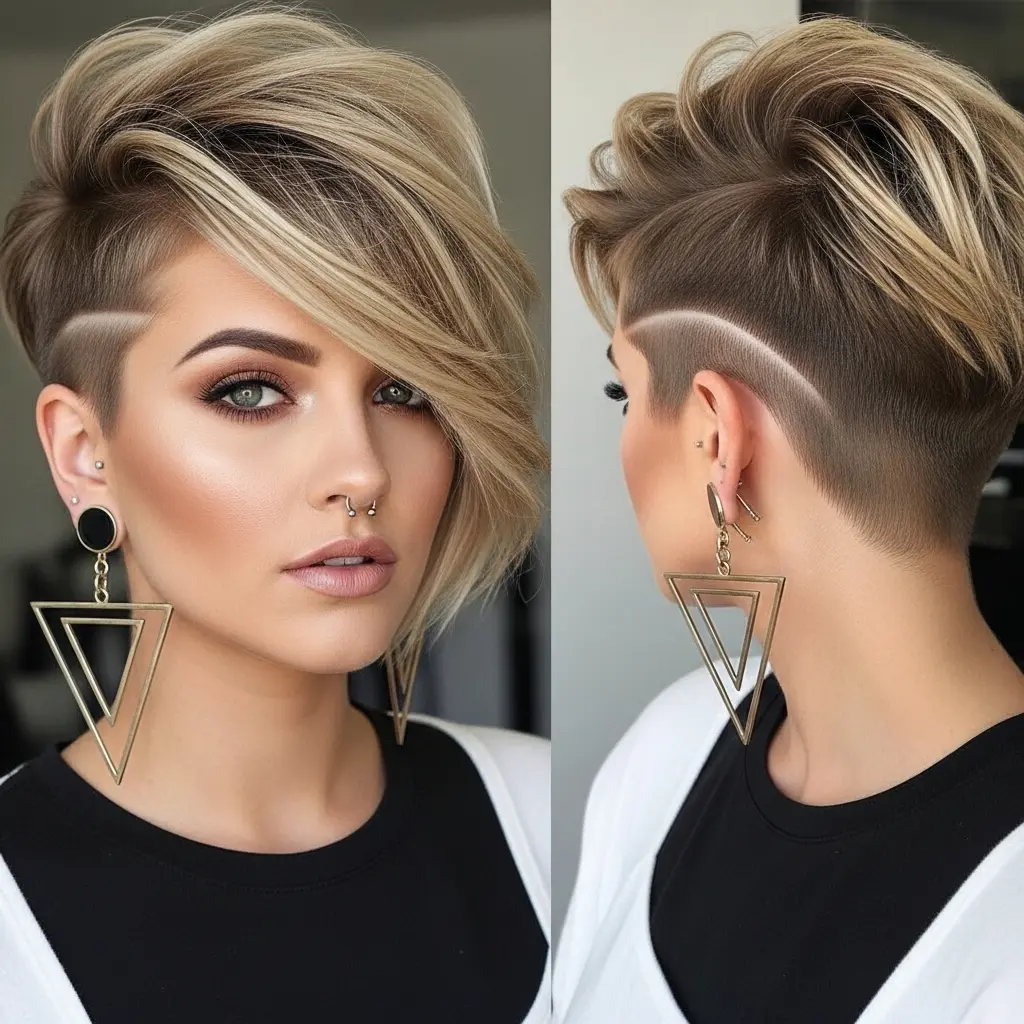 #7 Feminine Asymmetric Brunette Pixie