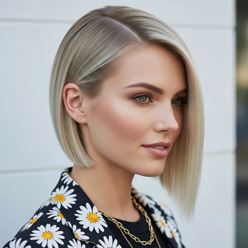 #8 Jaw-Length Angled Bob for Straight Hair