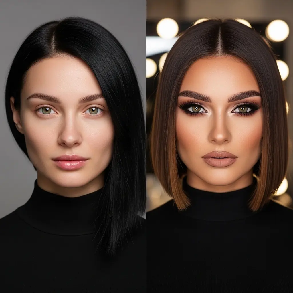 #18 Straight Lob with Chocolate Balayage