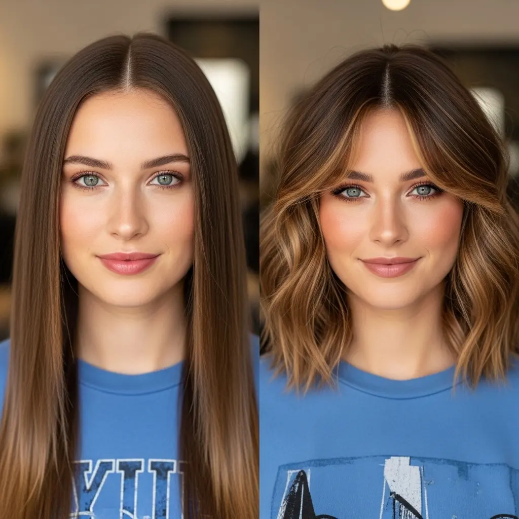 #18 Wavy Lob with Curtain Bangs