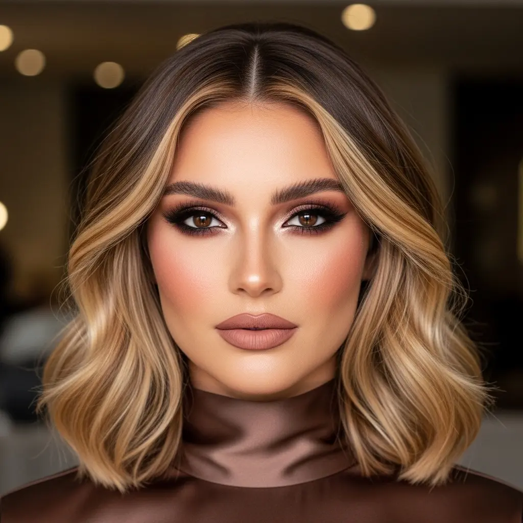 #5 Fine Hair Shaggy Lob for Round Face Shape