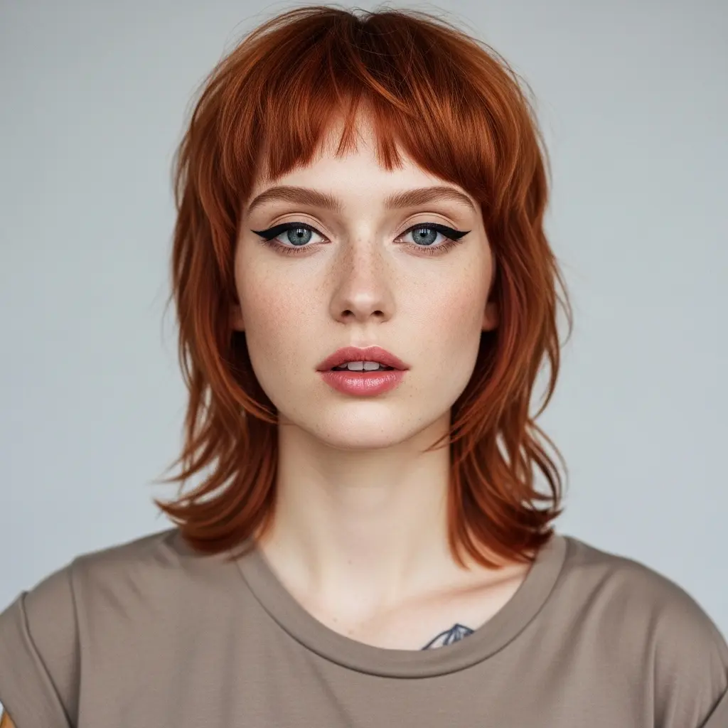 #7 Red Shaggy Lob for Fine Hair