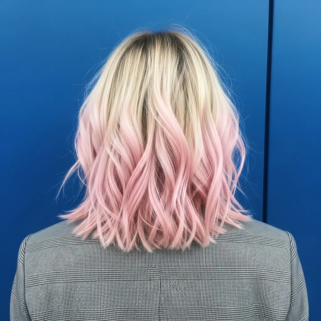 Soft Blonde with Pastel Pink Peekaboo Ends