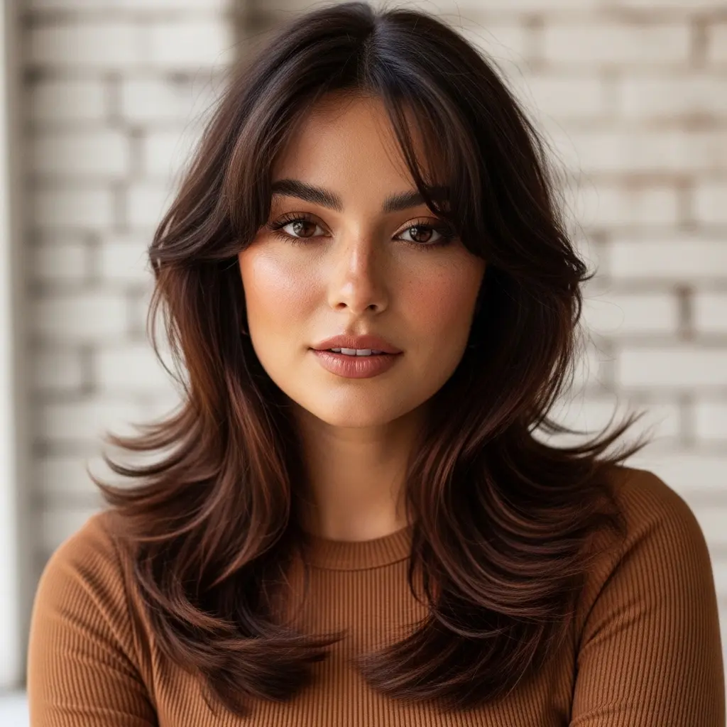 #10 Long Butterfly Cut with Subtle Burgundy Highlights