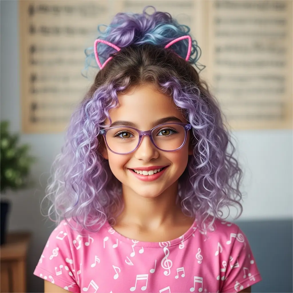 #11 Whimsical Curly Half-Up Style with Playful Pastel Highlights