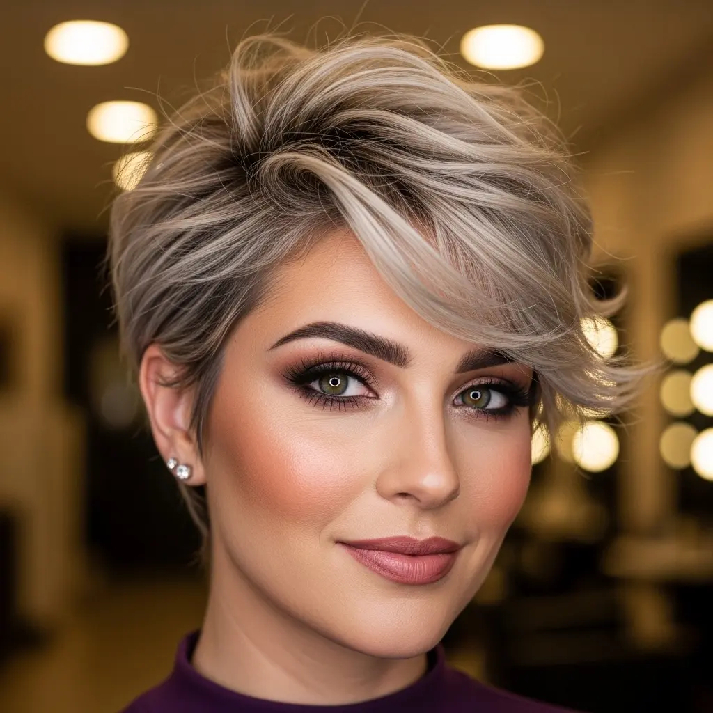 #11 Tapered Pixie Haircut for Ladies with Double Chins