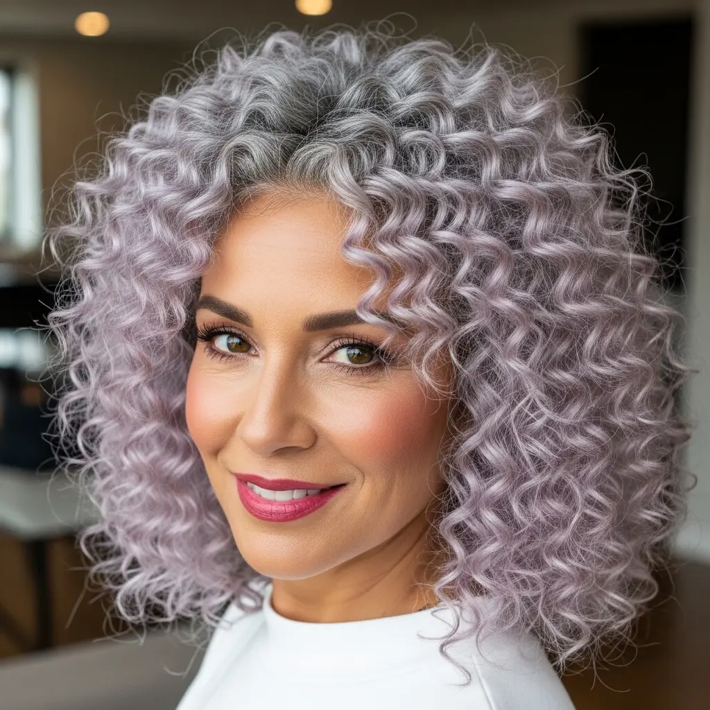 #12 Pink and Silver Curly Inverted Bob