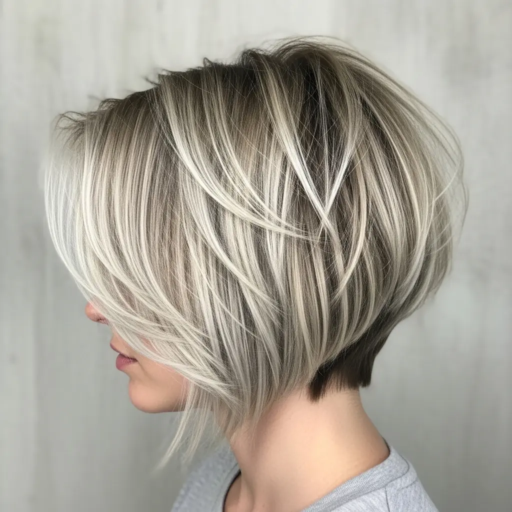 #12 Stacked Short Hair with Razored Ends
